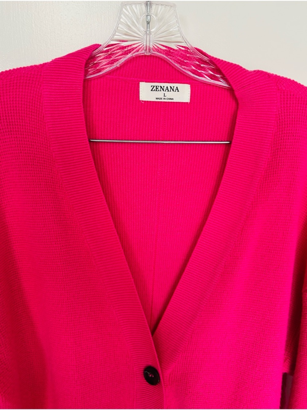 Zenana fun bright pink / fushia cardigan sweater, size L